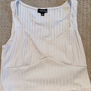 Originality White Ribbed Tank Top